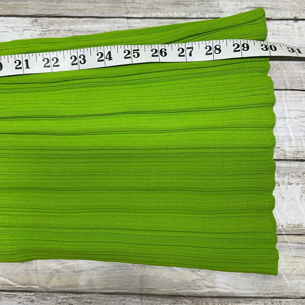 ZARA Ribbed Stretch Knit Flared Women's pants bright/lime green size large NWT - Picture 7 of 8